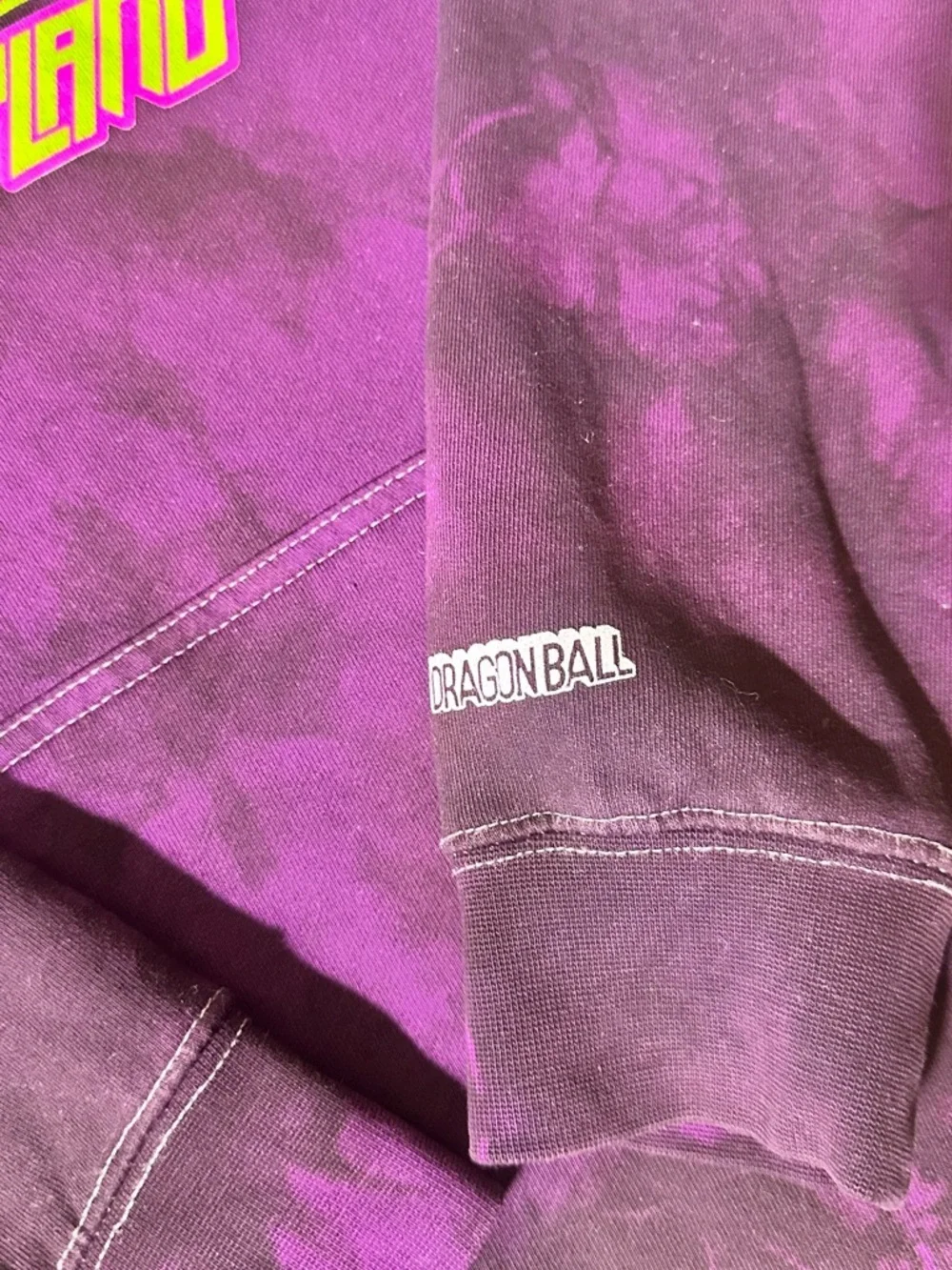 Purple Graphic Crewneck Hoodie with Neon Alien Motif